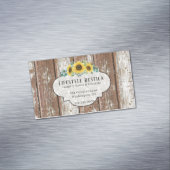Rustic Wood Lace Shabby Grunge Sunflower Magnet Magnetisch Visitekaartje (Voorbeeld)