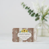 Rustic Wood Lace Shabby Grunge Sunflower Visitekaartje (Staand voorkant)