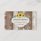 Rustic Wood Lace Shabby Grunge Sunflower Visitekaartje (Voorkant)