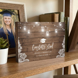 Rustic Wood Lace String Lights Afstuderen Afstuder Gastenboek