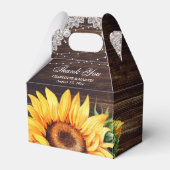 Rustic Wood Lace String Lights Sunflower Wedding Bedankdoosjes (Voorkant Zijde)