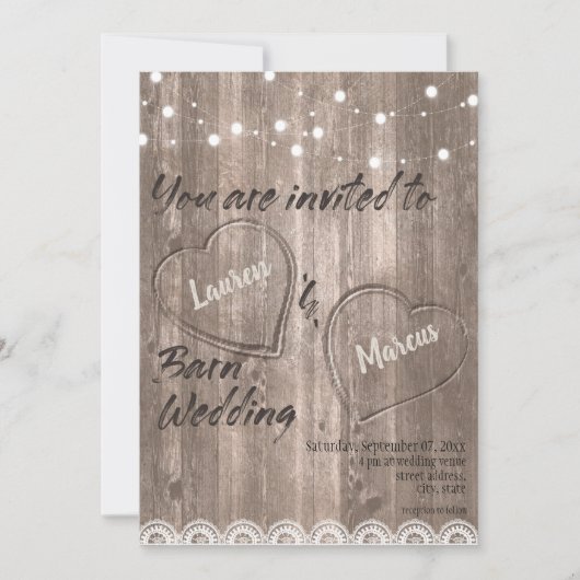 Rustic Wood Lace String Lights Weddenschap Kaart (Voorkant)
