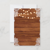 Rustic Wood Lace & String Lights Wedding RSVP Kaartje (Achterkant)