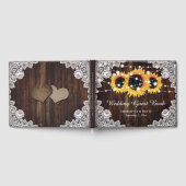 Rustic Wood Lace Sunflower Wedding Gastenboek (Volledig)