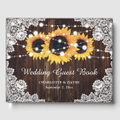 Rustic Wood Lace Sunflower Wedding Gastenboek (Voorkant)