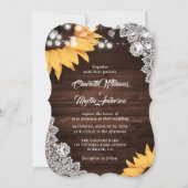 Rustic Wood Lace Sunflower Wedding Kaart (Voorkant)