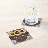 Rustic Wood Lace Sunflower Wedding Onderzetters (Insitu)
