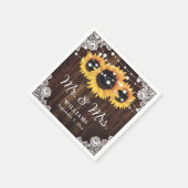 Rustic Wood Lace Sunflower Wedding Servet (Hoek)