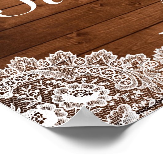 Rustic Wood & Lace Tiara Sweet 16 Welkomstteken Poster (Hoek)