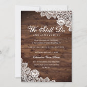 Rustic Wood Lace Vow Renewal Jubileum Kaart (Voorkant)