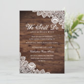 Rustic Wood Lace Vow Renewal Jubileum Kaart (Staand voorkant)