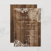 Rustic Wood Lace Wedding 3.5x5 R.S.V.P. Reply Kaar Kaart (Voorkant / Achterkant)