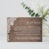 Rustic Wood Lace Wedding Details Kaart (Staand voorkant)