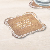 Rustic Wood Lace Wedding Kartonnen Onderzetters (Gekanteld)