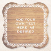 Rustic Wood Lace Wedding Kartonnen Onderzetters (Voorkant)