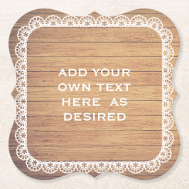 Rustic Wood Lace Wedding Kartonnen Onderzetters