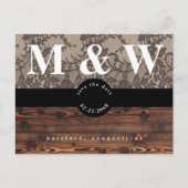 Rustic Wood & Lace Wedding Save the Date Aankondigingskaart (Voorkant)