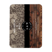 Rustic Wood & Lace Wedding Save the Date Magneet (Verticaal)