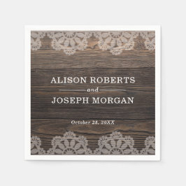 Rustic Wood Lace Wedding Servet