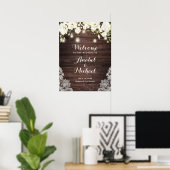 Rustic Wood Lace White Flower Weddenschap Welcome Poster (Thuiskantoor)