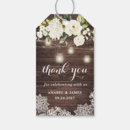 Rustic Wood Lace White Flowers Mason Jar String Cadeaulabel