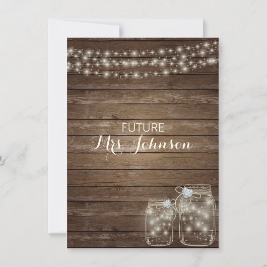 RUSTIC Wood Land Mason Jar Vrijgezellenfeest Kaart (Achterkant)