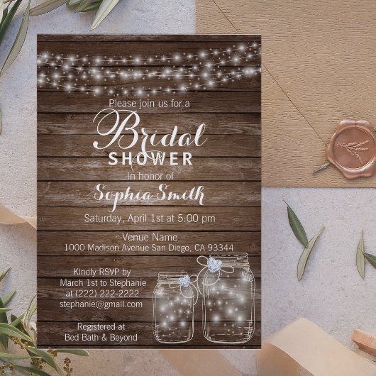 RUSTIC Wood Land Mason Jar Vrijgezellenfeest Kaart