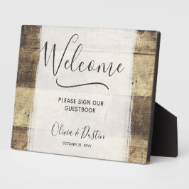 Rustic Wood Land Wedding Guestbook Fotoplaat