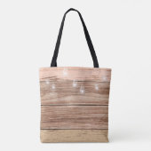 Rustic Wood Lantern Pink Wedding Trendy Monogram Tote Bag (Achterkant)