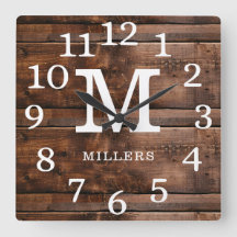 Rustic Wood Large Numbers Familie Name Monogram