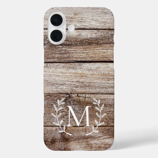 Rustic Wood Laurel Custom Monogrammed iPhone Case (Achterkant)