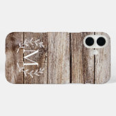 Rustic Wood Laurel Custom Monogrammed iPhone Case (Achterkant (horizontaal))