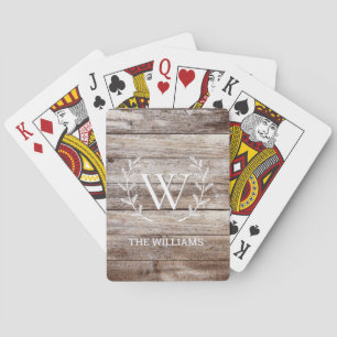 Rustic Wood Laurel Custom Monogrammed-speelkaart Pokerkaarten