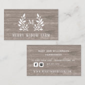 Rustic Wood Laurel Monogrammed Visitekaartje (Voorkant / Achterkant)