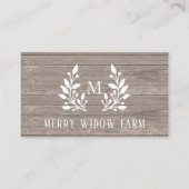 Rustic Wood Laurel Monogrammed Visitekaartje (Voorkant)