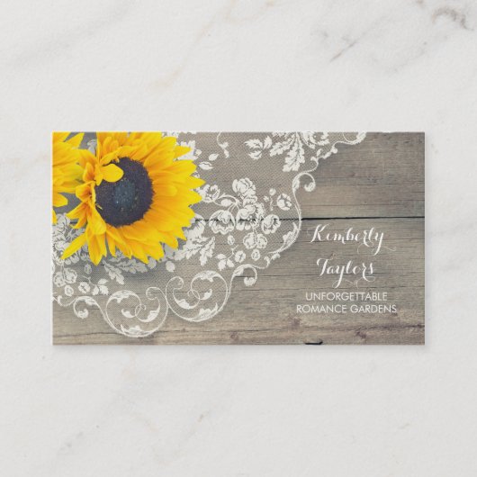 Rustic Wood  Lave and Sunflower Country Visitekaartje (Voorkant)
