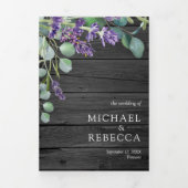Rustic Wood Lavender Eucalyptus Photo Arch Wedding Drieluik Uitnodiging (Cover)