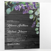 Rustic Wood Lavender Eucalyptus Photo Arch Wedding Drieluik Uitnodiging (Binnenzijde eerst)