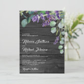 Rustic Wood Lavender Eucalyptus QR Code Weddenscha Kaart (Staand voorkant)