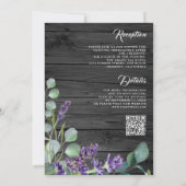 Rustic Wood Lavender Eucalyptus QR Code Weddenscha Kaart (Achterkant)