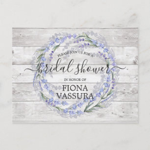 Rustic Wood Lavender Floral Vrijgezellenfeest Uitnodiging Briefkaart
