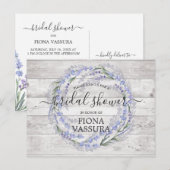 Rustic Wood Lavender Floral Vrijgezellenfeest Uitnodiging Briefkaart (Voorkant / Achterkant)