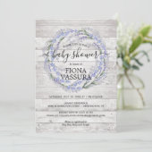 Rustic Wood Lavender Floral Wreate Baby shower Kaart (Staand voorkant)