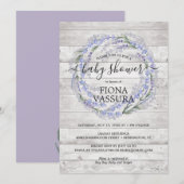 Rustic Wood Lavender Floral Wreate Baby shower Kaart (Voorkant / Achterkant)