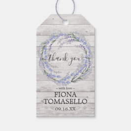 Rustic Wood Lavender Floral Wreate Bedankt Cadeaulabel