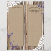 Rustic Wood Lavender Lace Floral Program Kaart (Achterkant)