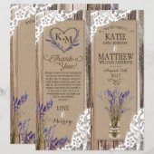 Rustic Wood Lavender Lace Floral Program Kaart (Voorkant / Achterkant)