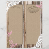 Rustic Wood Lavender Lace Floral Program Kaart (Achterkant)
