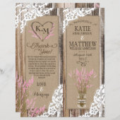 Rustic Wood Lavender Lace Floral Program Kaart (Voorkant / Achterkant)