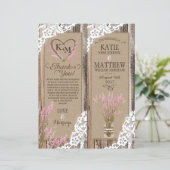 Rustic Wood Lavender Lace Floral Program Kaart (Staand voorkant)